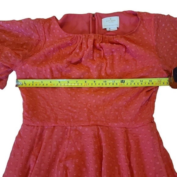 KATE SPADE Coral silk blend Clipped Chiffon A- Line Dress size 6 - Picture 7 of 10